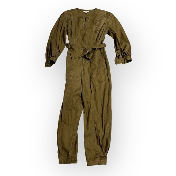 Madewell Tapered Leg Jumpsuit Zip Up Boiler Utility Suit Cotton Tencel Sz M - Picture 2 of 12